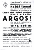 Leták edice Argos s ediční značkou (nakladatelství Jan Svátek)